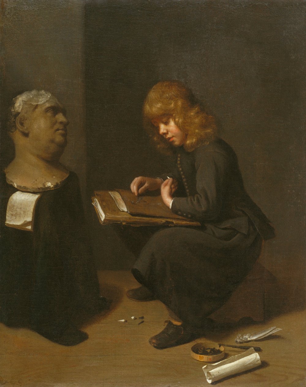 Dreng, der tegner en buste af den romerske kejser Vitellius af Michael Sweerts