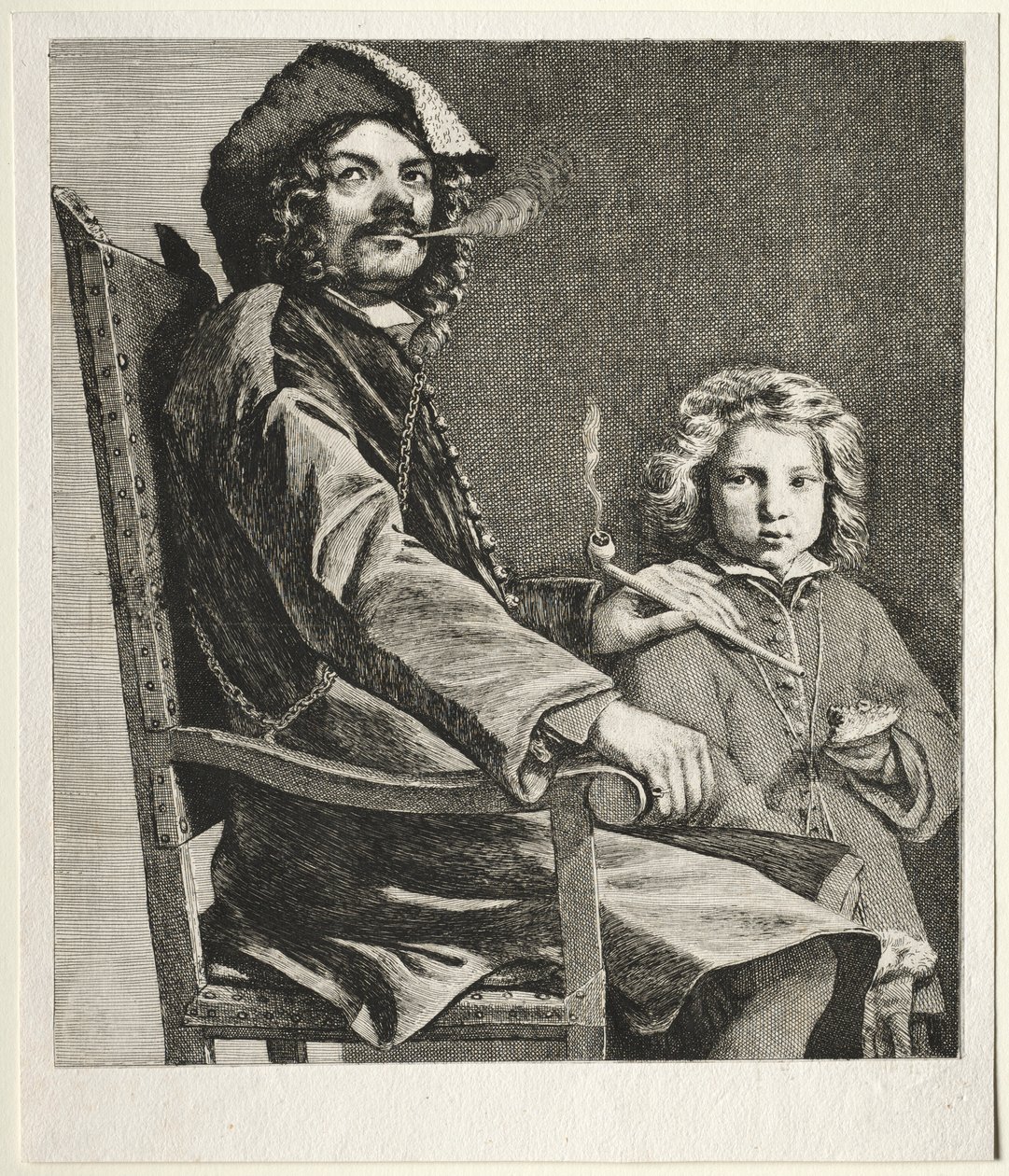 Mand, der ryger en pibe og en lille dreng, ca. 1660. af Michael Sweerts