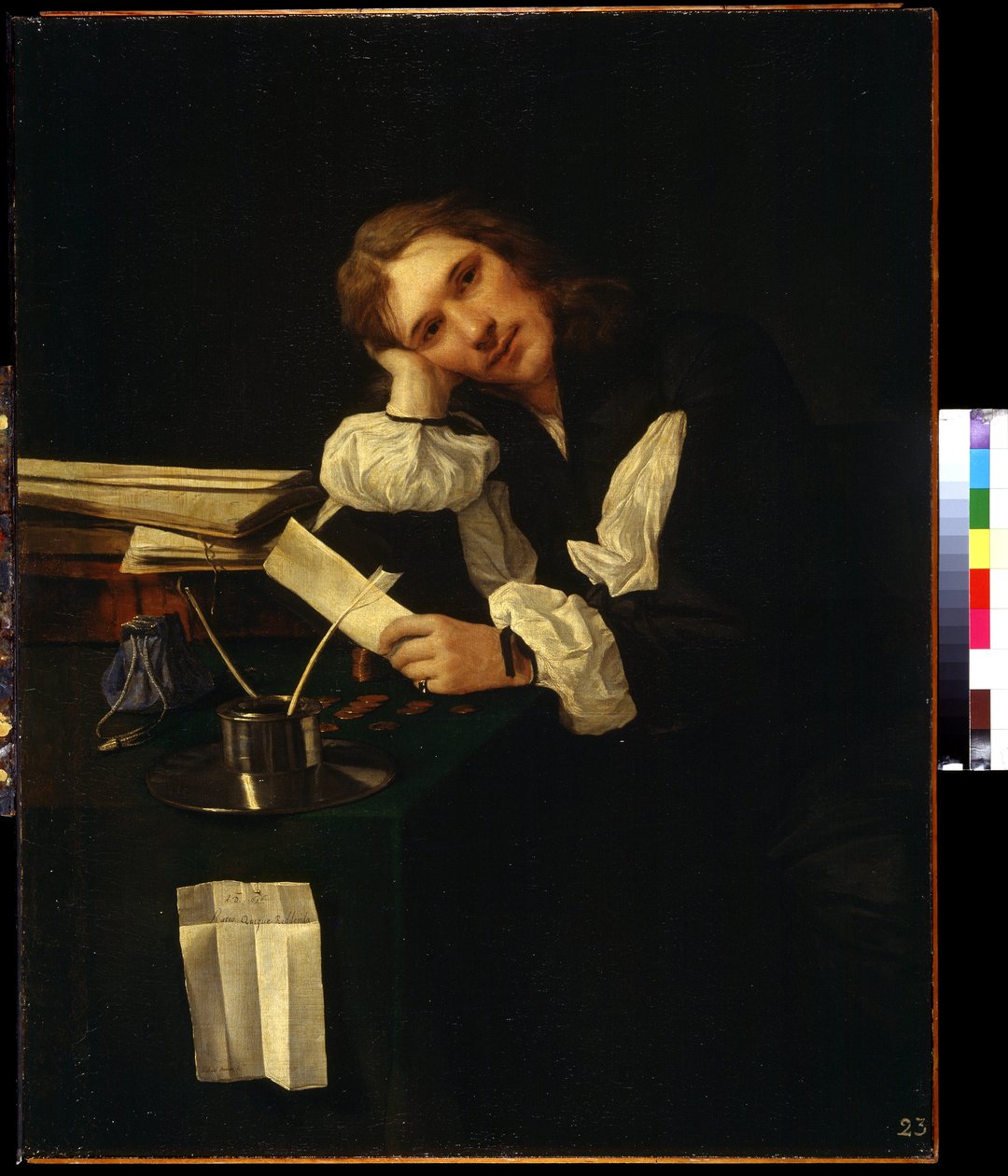 Portræt af en ung mand, selvportræt (Portræt af en ung mand, sel portræt). Maleri af Michiel Sweerts (1618-1664). Olie på lærred af Michael Sweerts