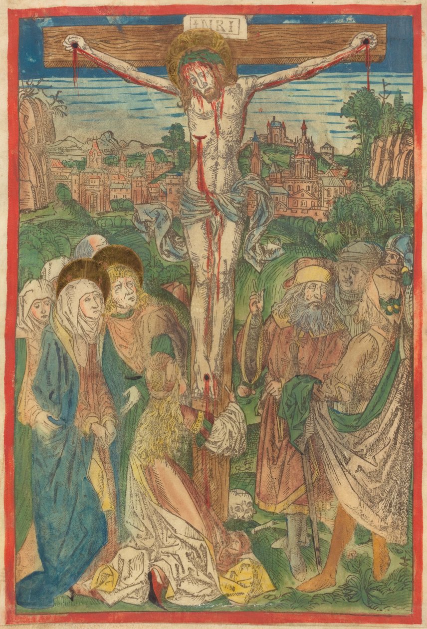 Die Kreuzigung mit der heiligen Maria Magdalena af Michael Wolgemut