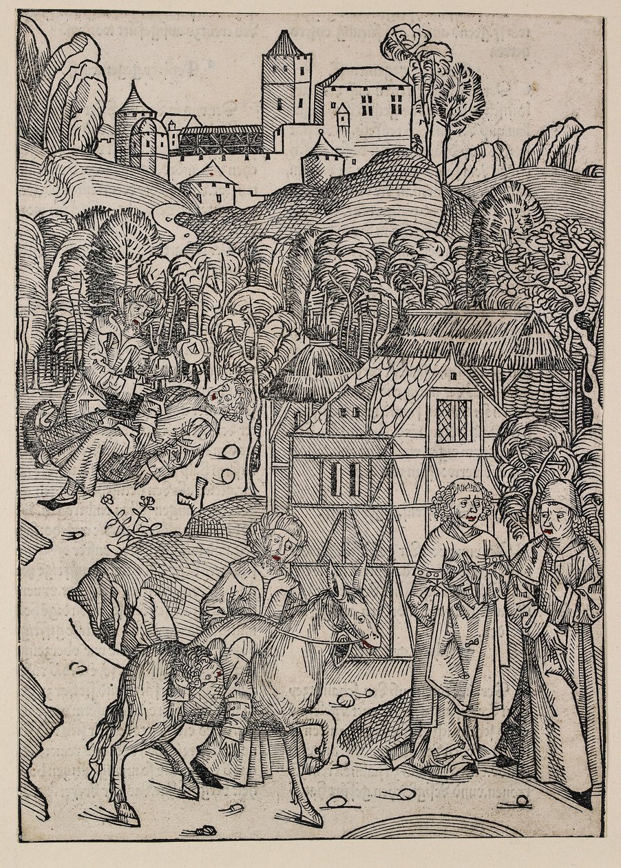 Anden del af lignelsen om den barmhjertige samaritaner, c1491 af Michael Wolgemut