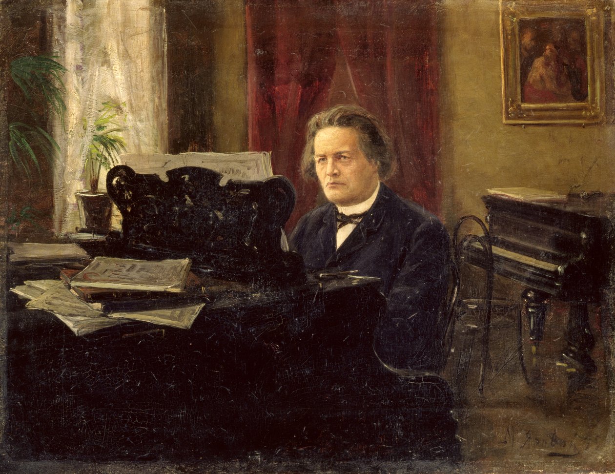 Portræt af komponisten Anton Rubinstein (1829-1894) af Michail Michailovich Yarowoy
