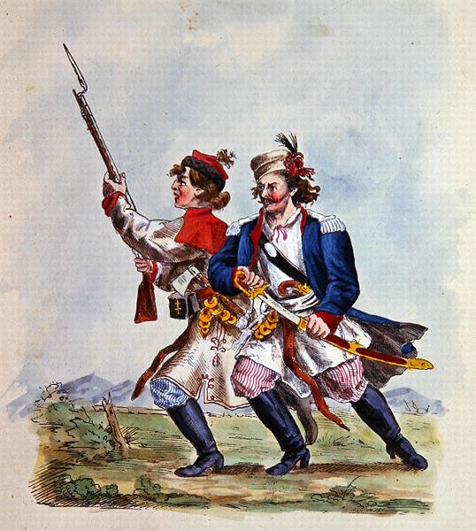 Kostumer af den polske hær efter 1700 (farve litho) af Michal Stachowicz