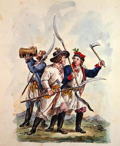 Kostumer af den polske hær efter 1700 (farve litho) af Michal Stachowicz