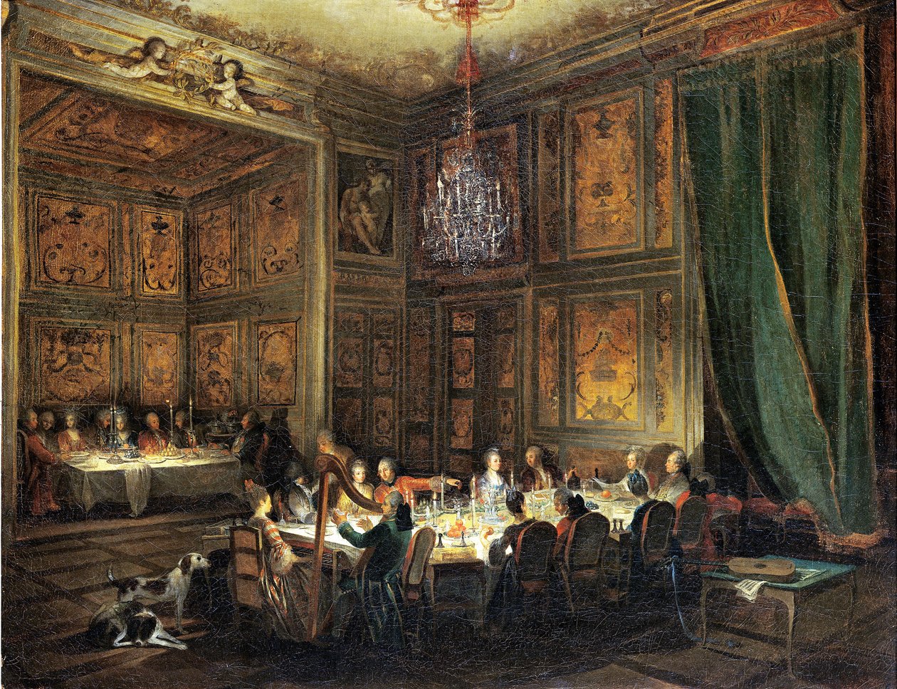 Middag for prinsen af Conti (1717-76) i templet, 1766 af Michel Barthelemy Ollivier or Olivier
