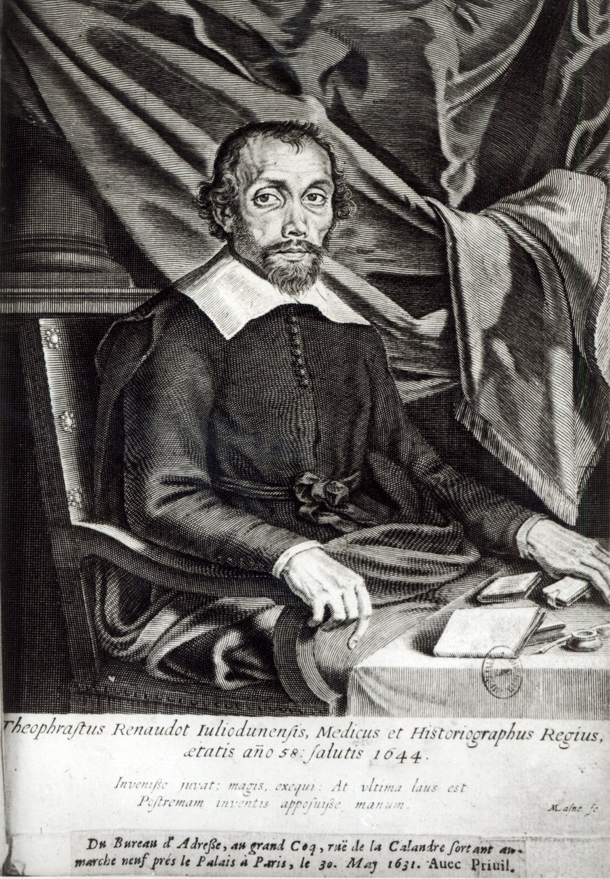 Portræt af Theophraste Renaudot (1586-1653) 58 år, 1644 af Michel Lasne