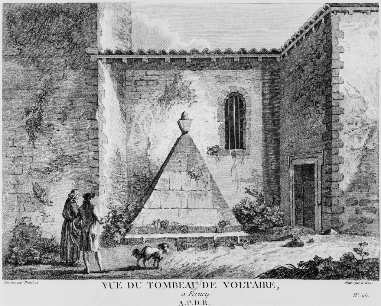 Voltaires grav i Ferney, graveret af Jacques Philippe Le Bas (1707-83) af Michel Vincent Brandoin or Brandouin