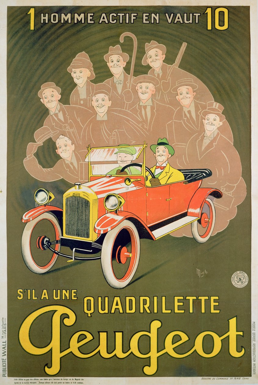 Annonce for Peugeot Quadrilette af Michel Liebeaux