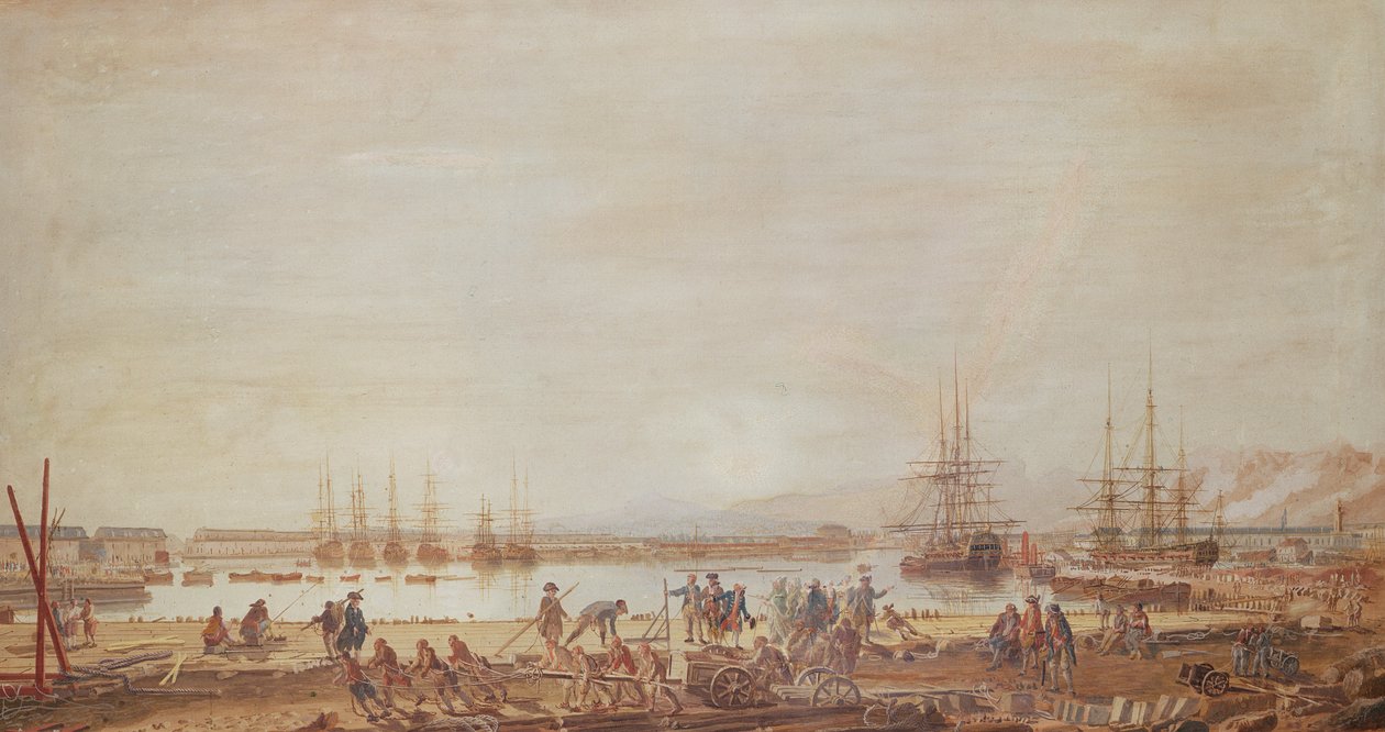 Udsigt over den nye havn i Toulon og kongens eskadron, 1777 (gouache) af Michel de Toulon