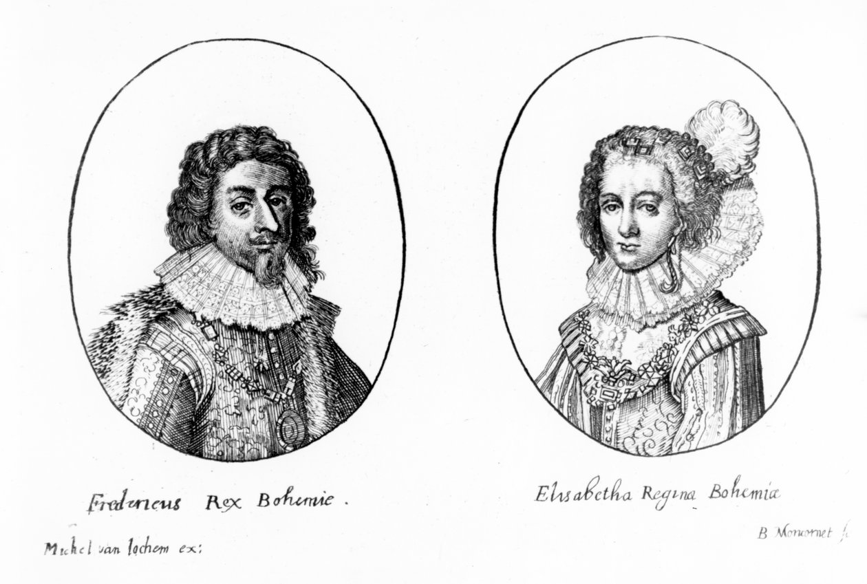 Frederik V af Bøhmen og Elizabeth, dronning af Bøhmen, tryk lavet af Balthasar Moncornet, ca. 1630 af Michel van Iochem