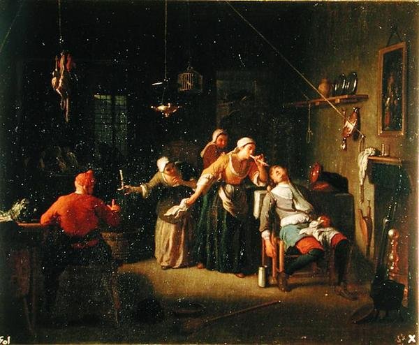 Tavernscene (olie på lærred) af Michel Ange Houasse