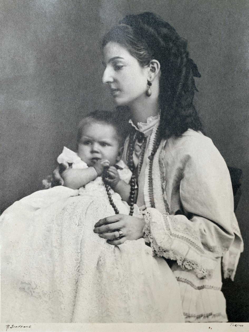 Dronning Margaret af Savoyen med sin søn Victor Emmanuel af Michel (born Strzembosz) Schemboche