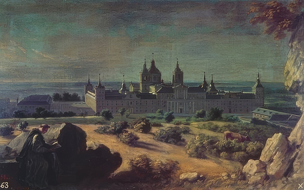 Det kongelige kloster San Lorenzo, El Escorial. Omkring 1722 af Michel Ange Houasse