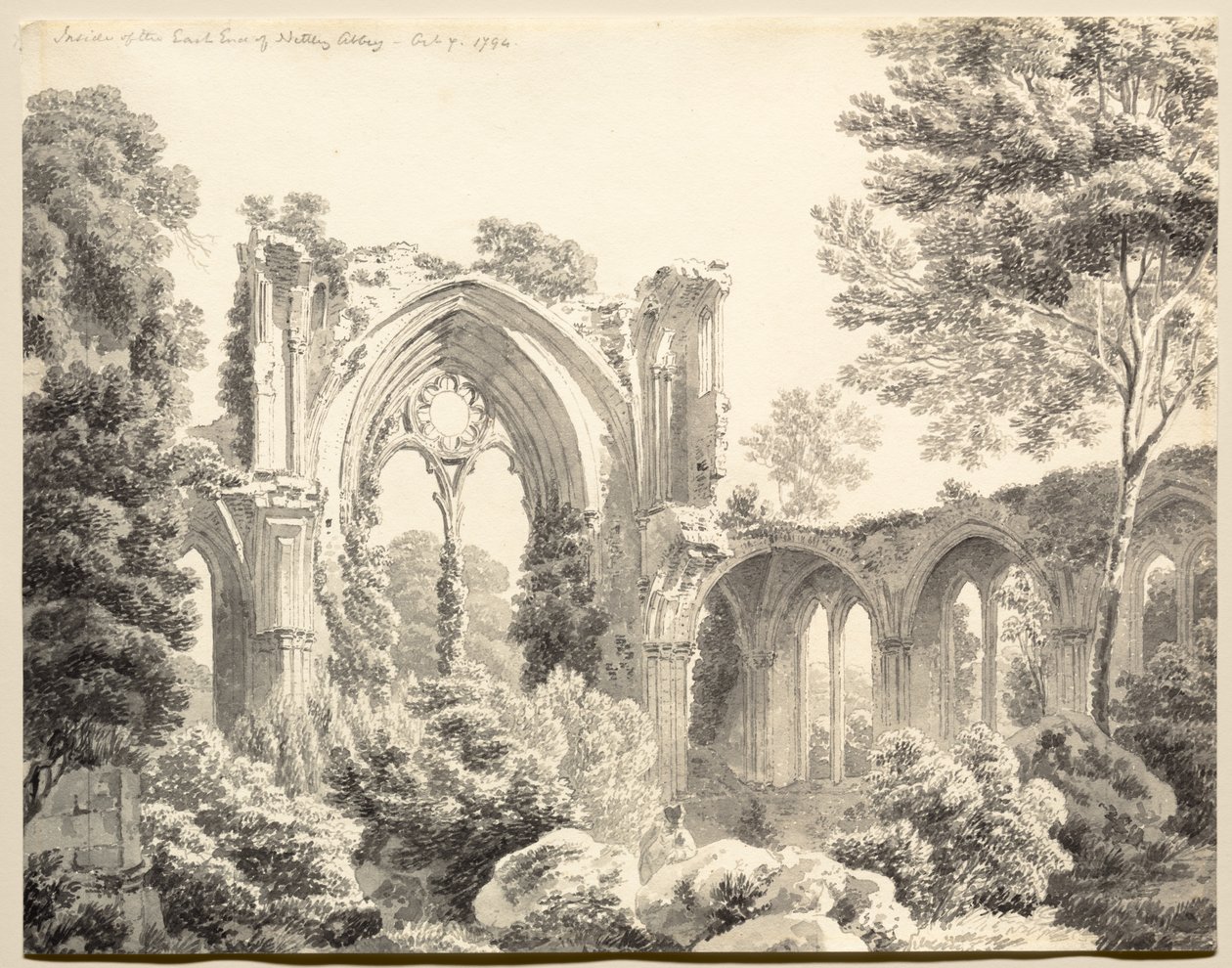 Inde i East End af Netley Abbey af Michel Angelo Rooker