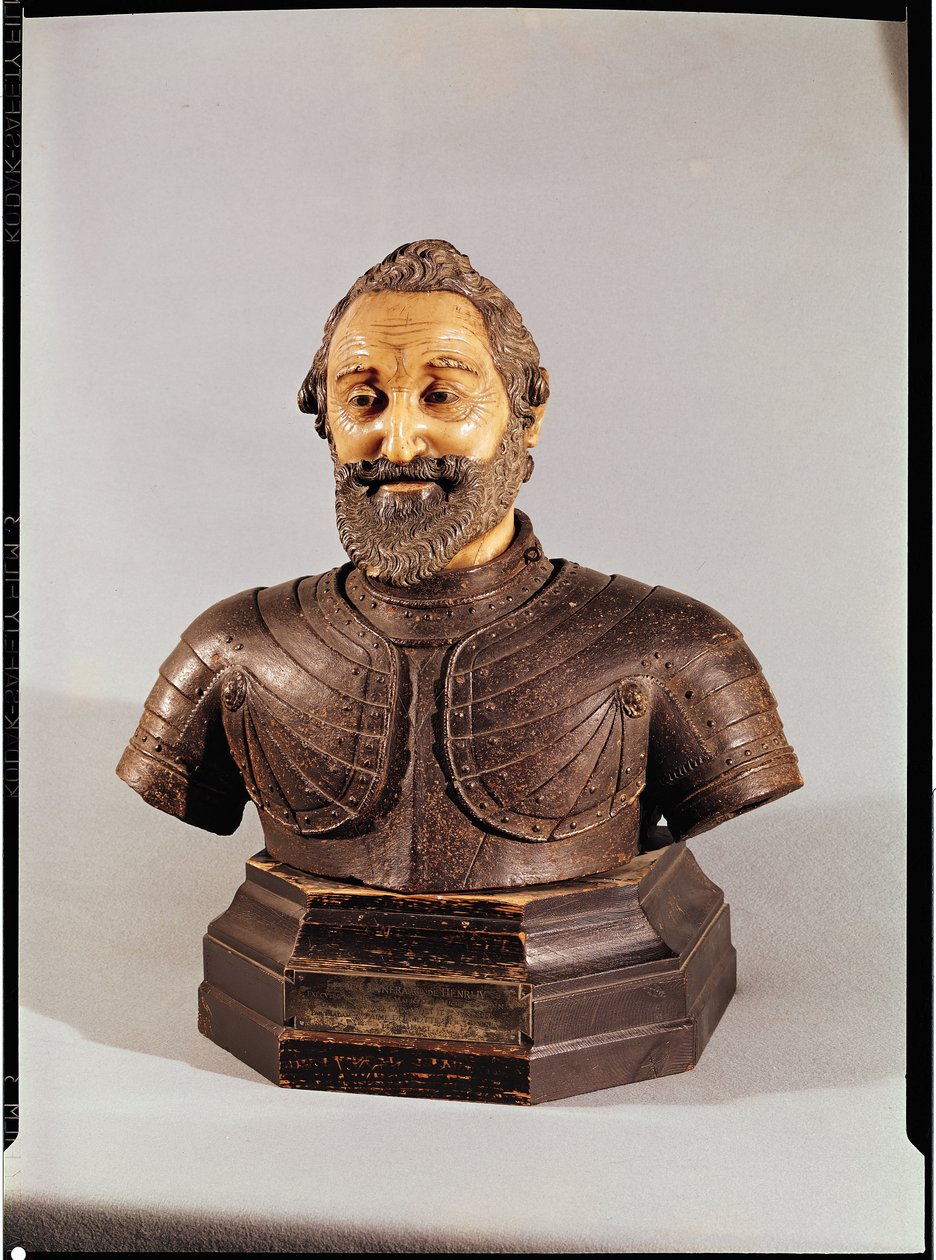 Buste af Henri IV (1553-1610) (voks og sten) af Michel Bourdin