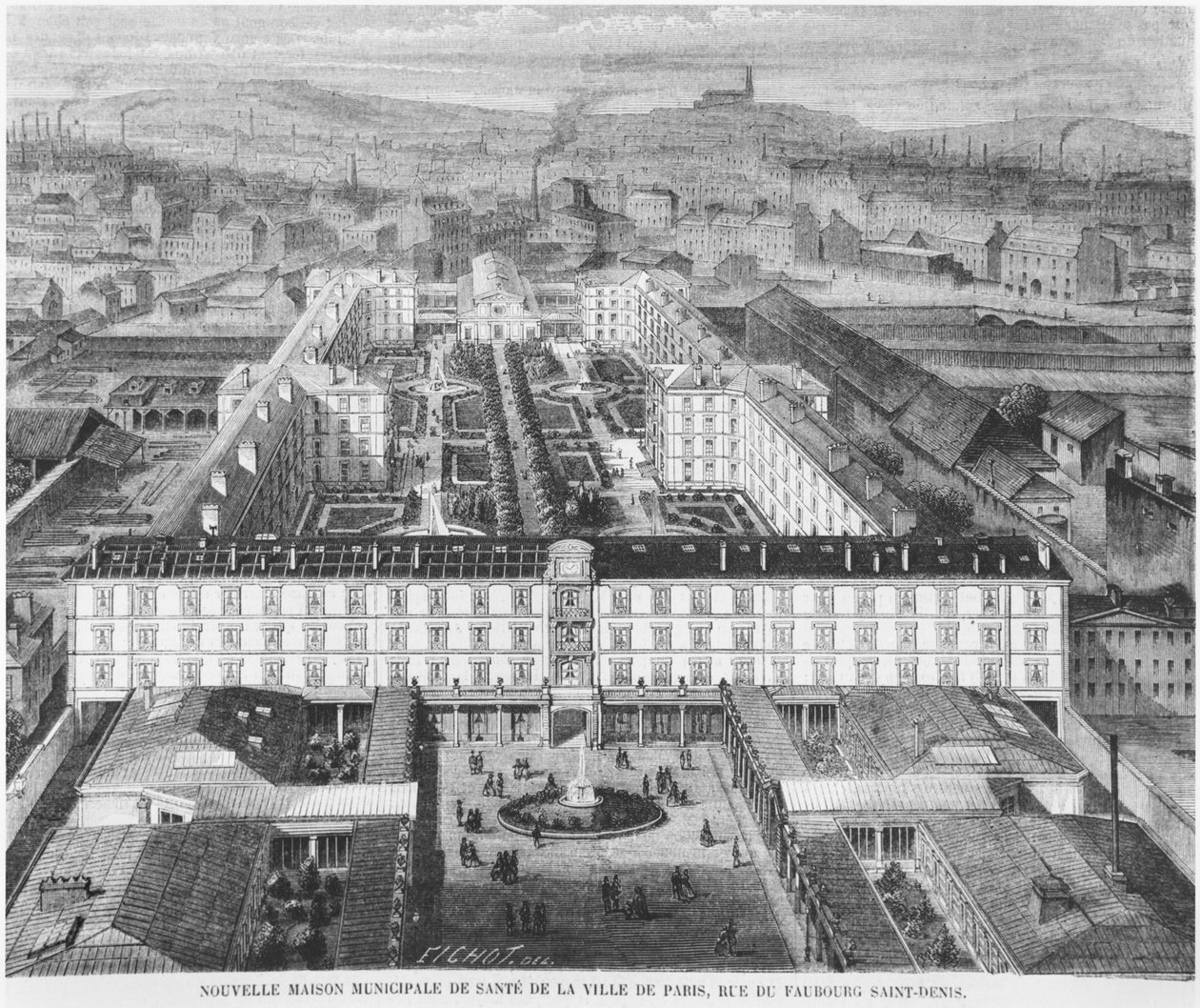 Det nuværende Hopital Fernand Widal, Paris, illustration fra 