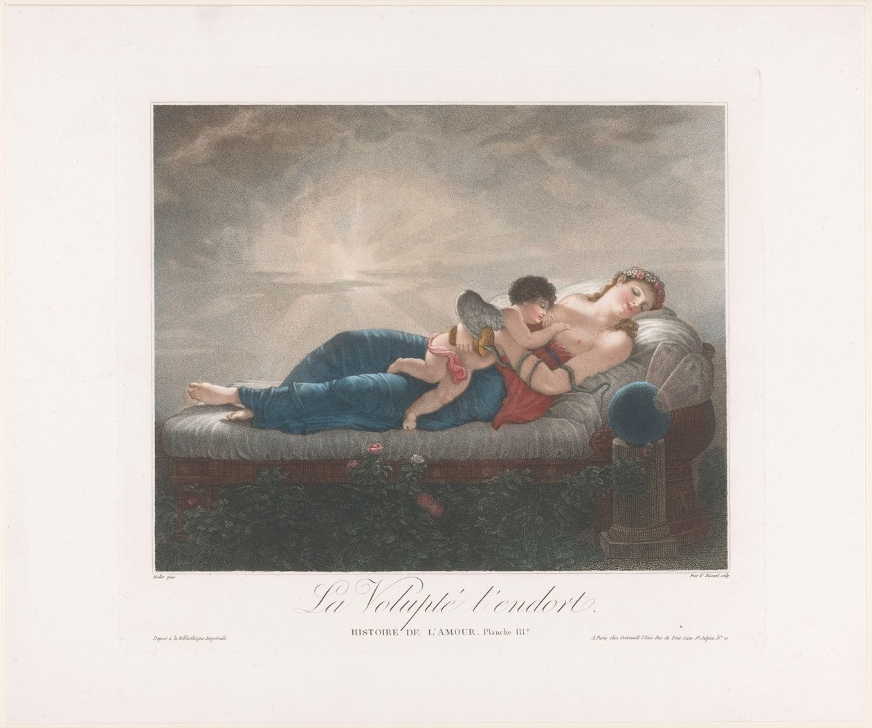 Personificering af Lust (Voluptas) og Amor, sover i en seng La Volupte l