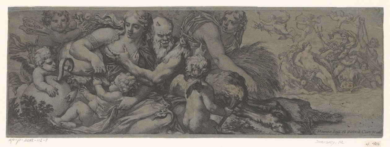 Faun met bacchante en putti af Michel Dorigny (attributed to)