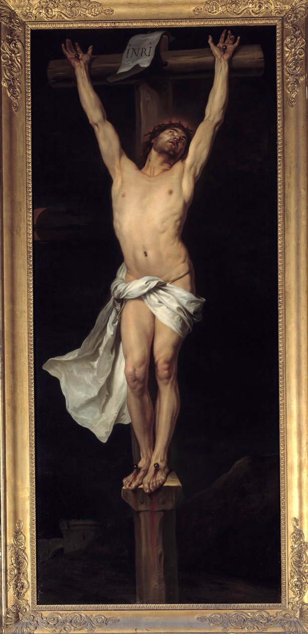 Kristus på korset. Indsæt "" INRI"" på krydset. Maleri af Michel Francois Dandre Bardon (eller Dandre-Bardon 1700-1783). Helligåndskirken, Aix en Provence af Michel Francois Dandre Bardon