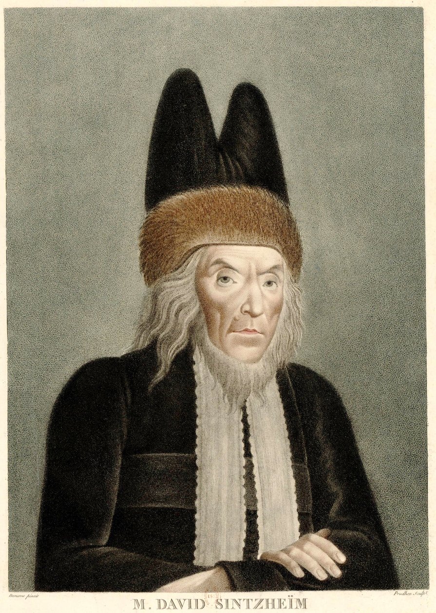 Portræt af David Sintzheim 1745-1812, 1800-tallet. af Michel François Damame Demartrais