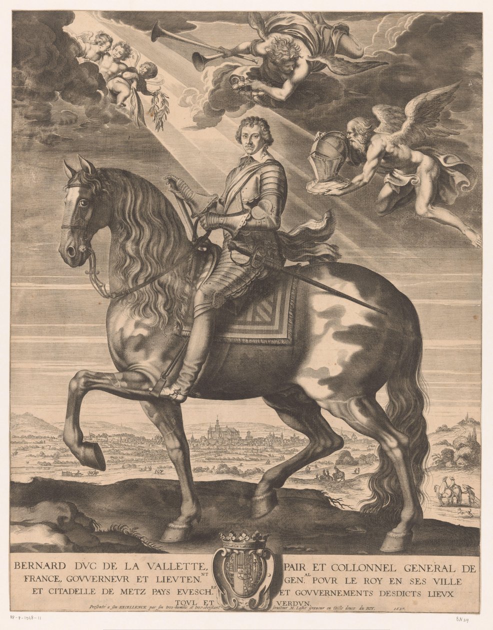 Ridesportræt af Bernard de Foix de la Valette, hertug af Epernon af Michel Lasne