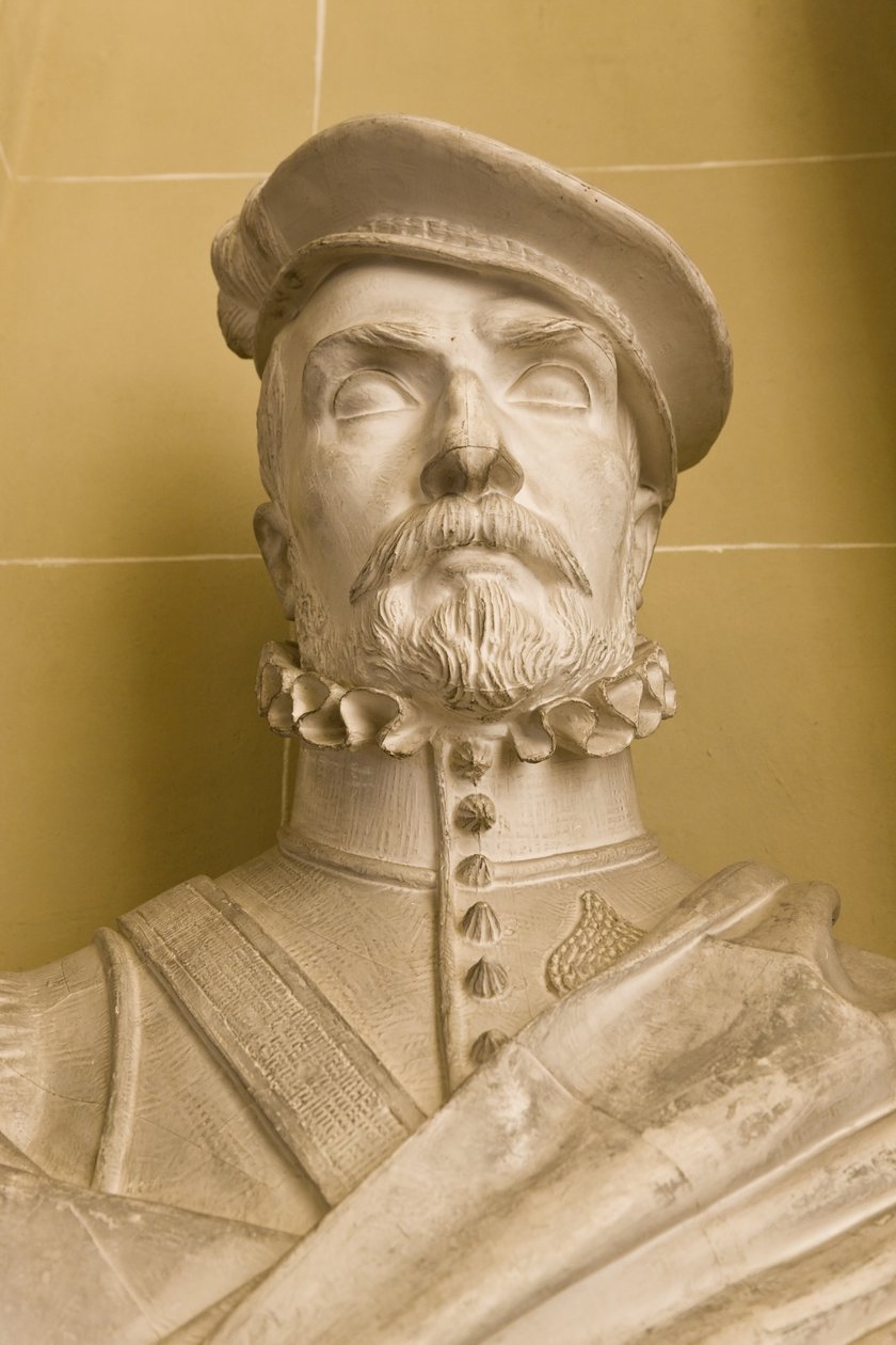 Kopi af en portrætbuste af Hernan Cortes (gips) af Victor Louis