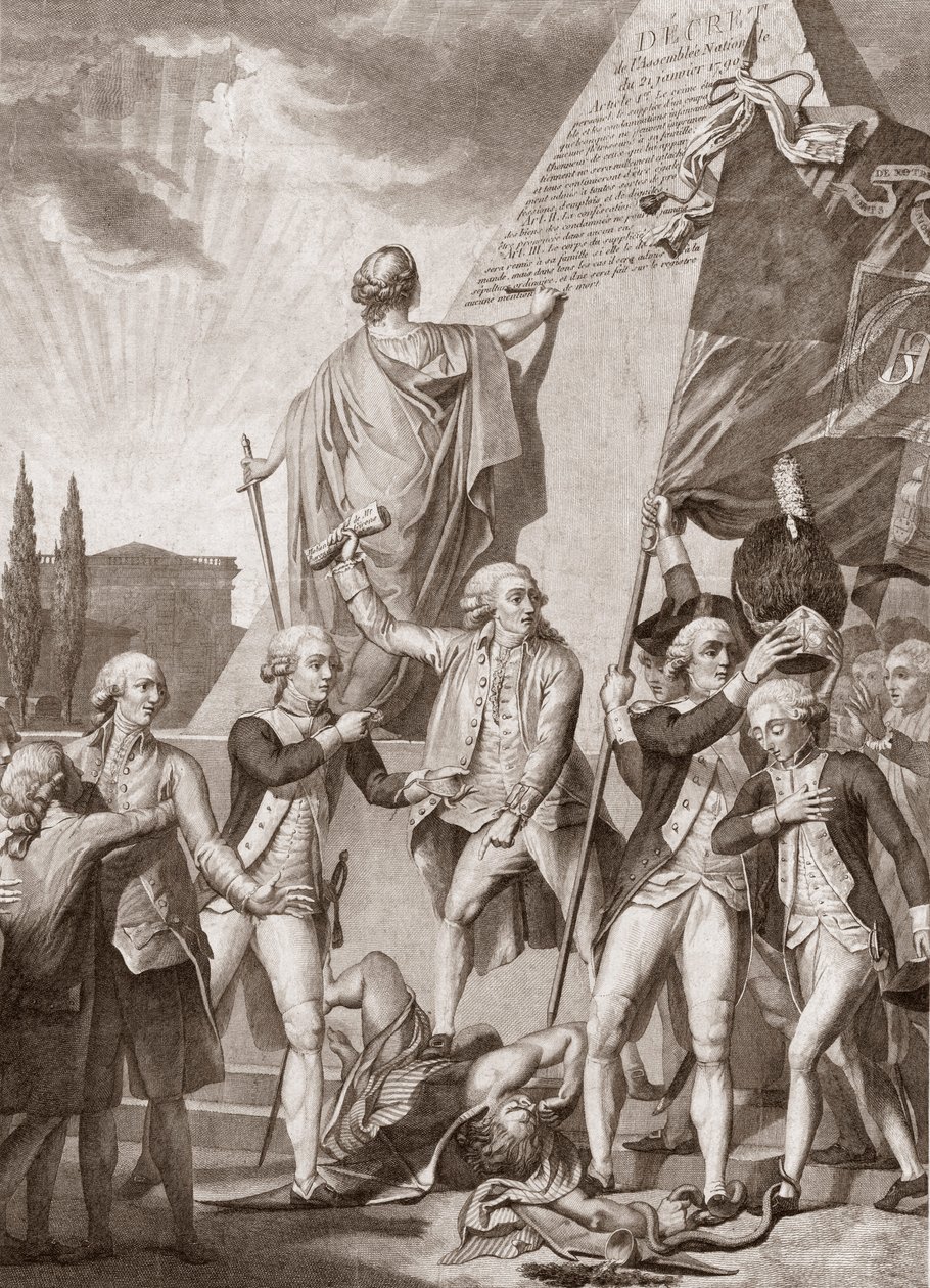 Michel Picquenot (1747-1814). Allegorier for filosofi og patriotisme, vindere af fordommenes dæmon - Philosophy et le Patriotisme victors du demon des Prejudices - af Michel Picquenot (1747-1814). af Michel Picquenot