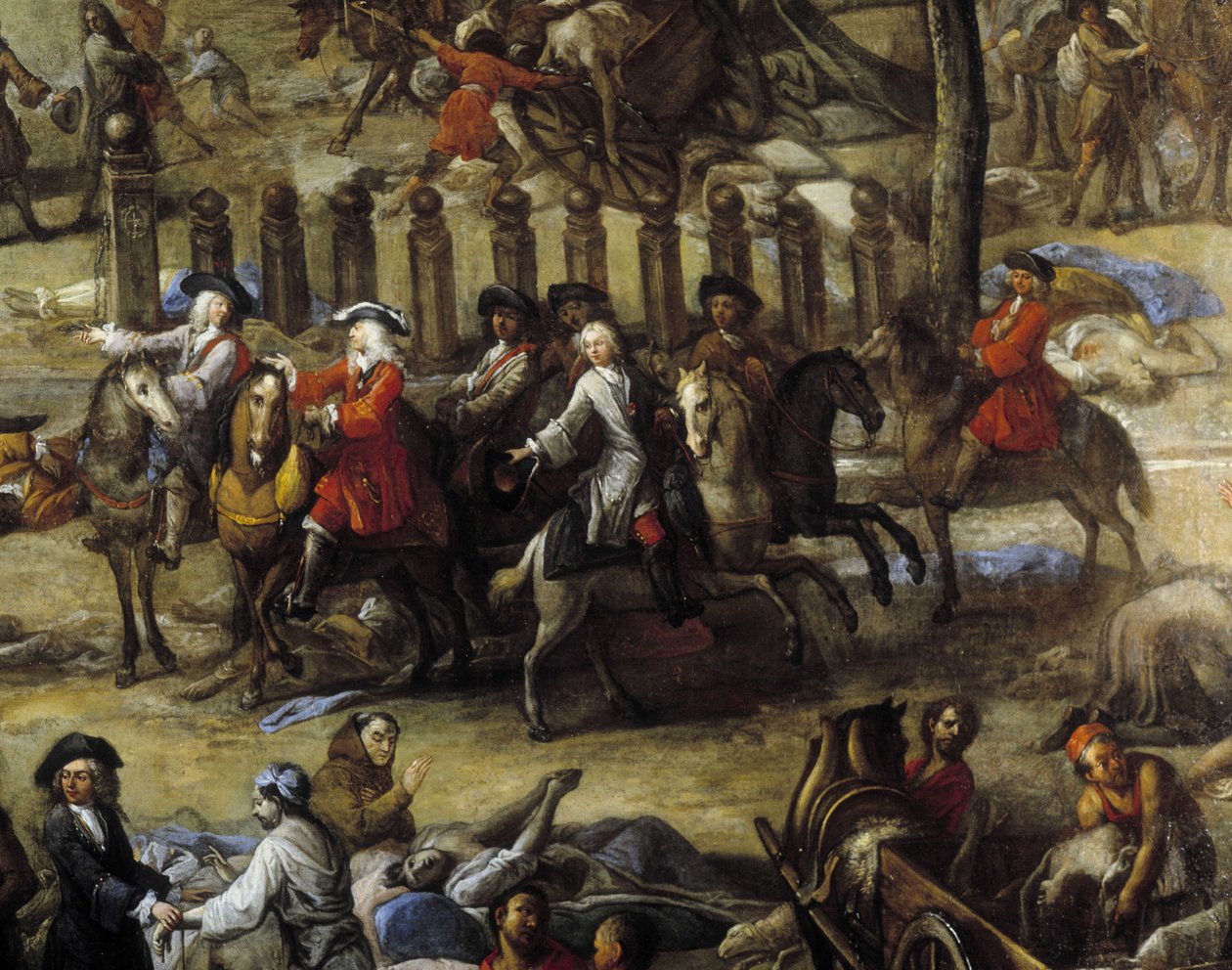 Udsigt over banen (fra Marseille) under pesten i 1720 (olie på lærred) af Michel Serre