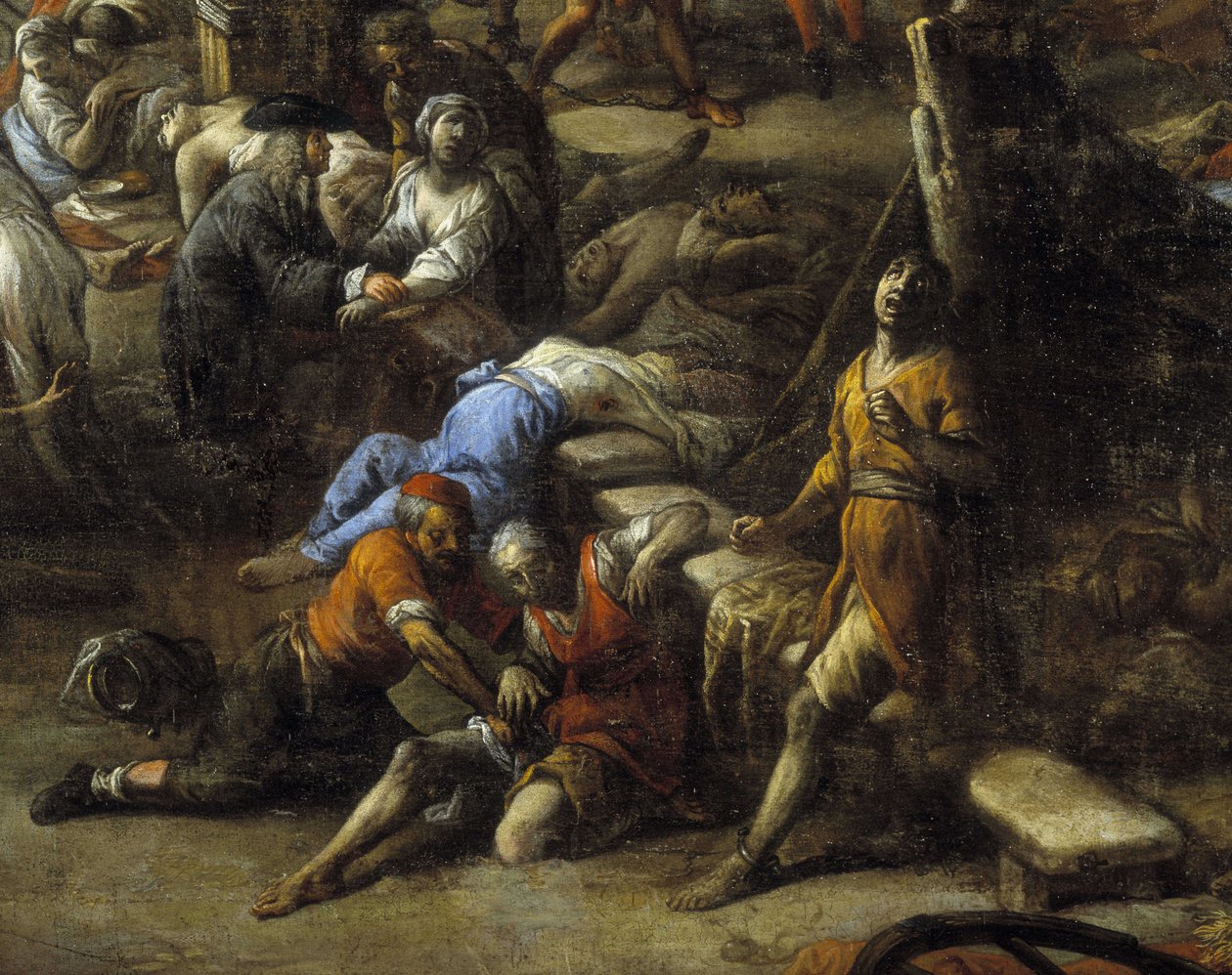 Udsigt over banen (fra Marseille) under pesten i 1720 (olie på lærred) af Michel Serre