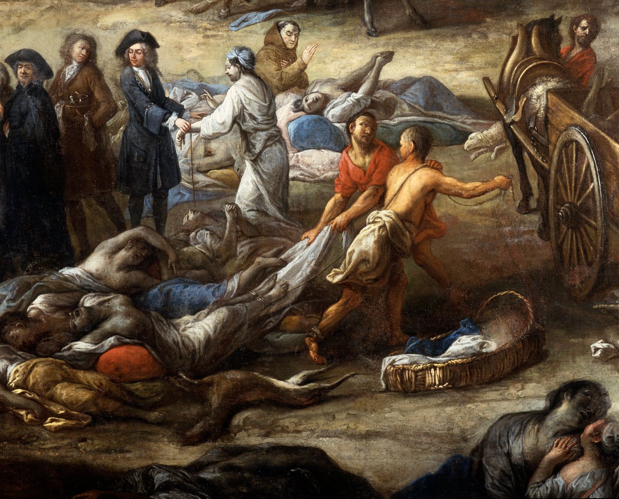 Udsigt over banen (fra Marseille) under pesten i 1720 (olie på lærred) af Michel Serre