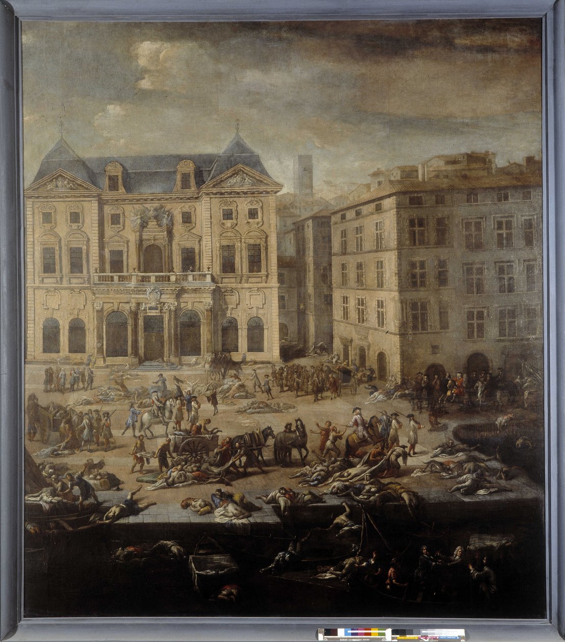 Udsigt over rådhuset (af Marseille) under pesten i 1720 af Michel Serre