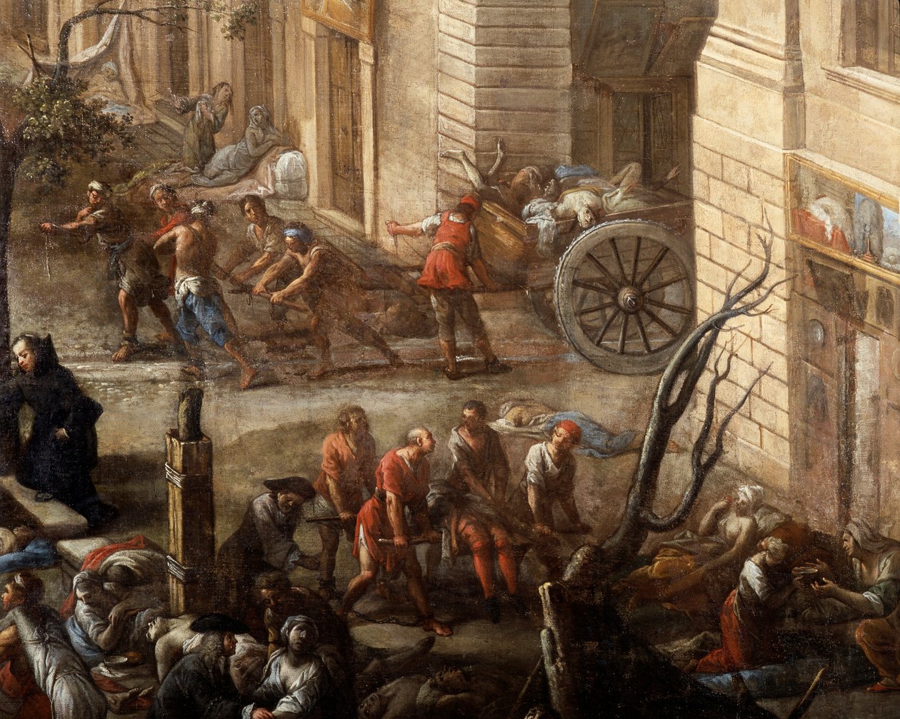 Udsigt over rådhuset (af Marseille) under pesten i 1720 af Michel Serre
