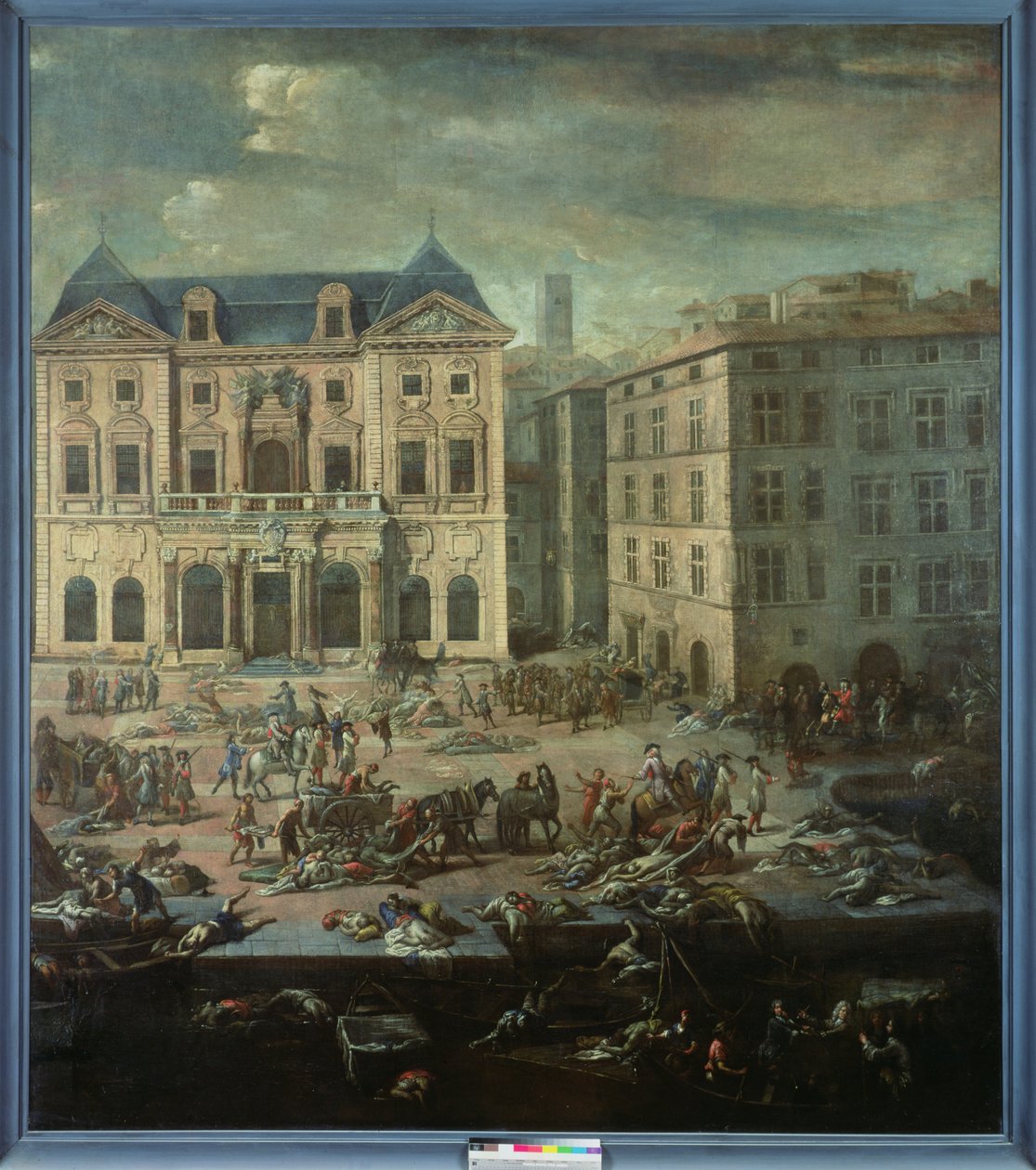 Udsigt over rådhuset i Marseille under pesten i 1720 af Michel Serre