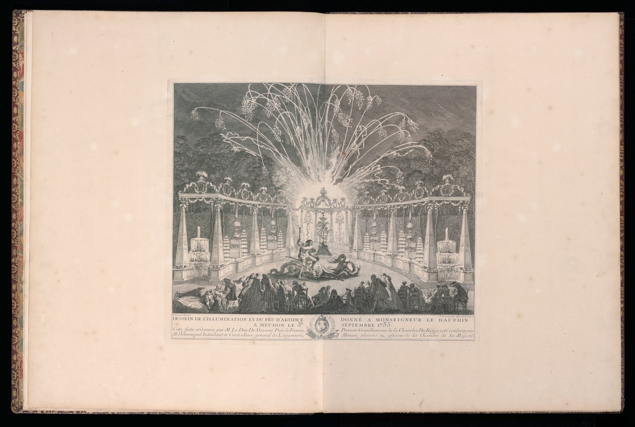 Design af belysningen og fyrværkeriet dedikeret til His Grace the Dauphin i Meudon, 3. september 1735 af Michel de Bonneval