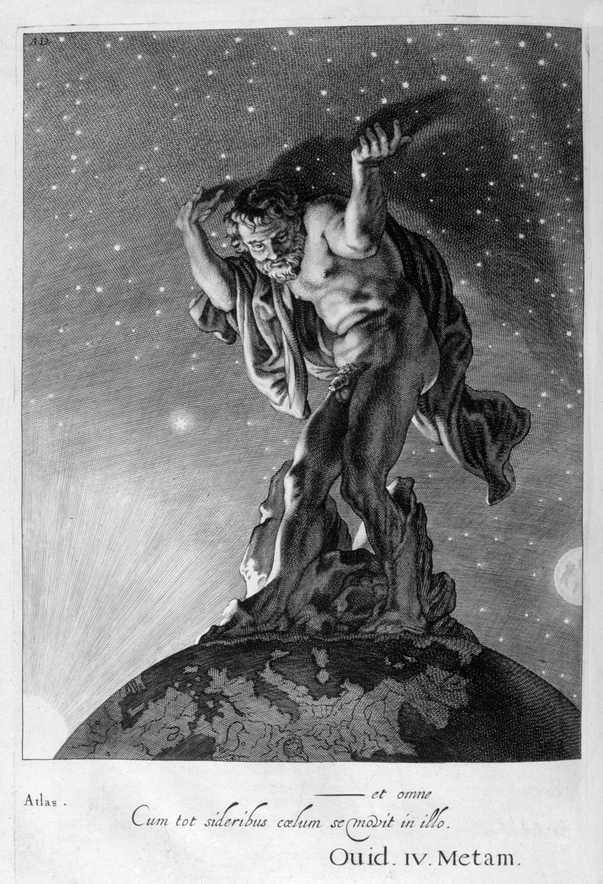 Atlas støtter himlen på sine skuldre, 1655 af Michel de Marolles