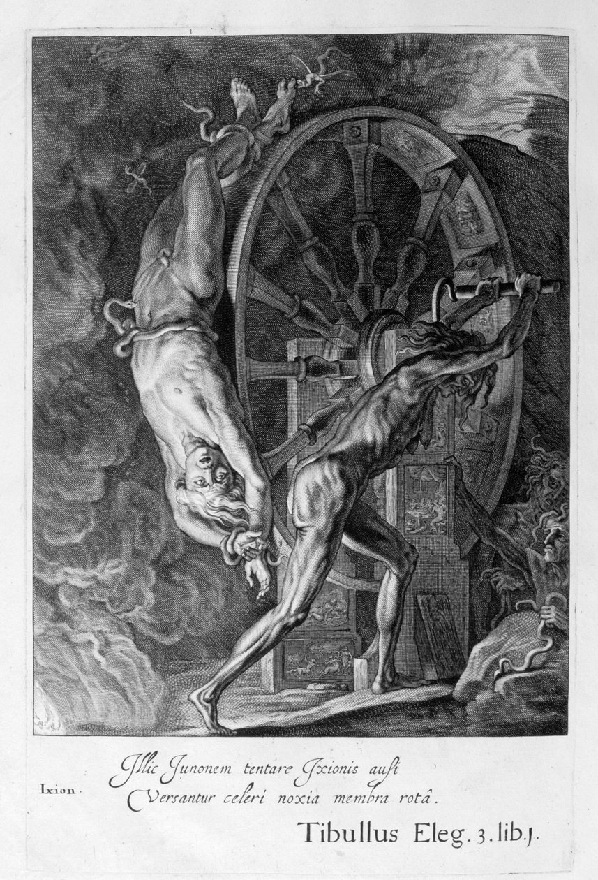 Ixion i Tartarus på hjulet, 1655 af Michel de Marolles