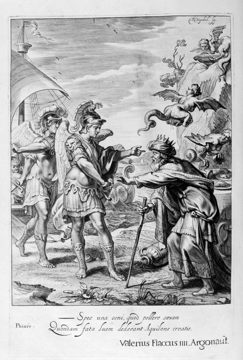 Phineus er leveret fra Harpies af Calais og Zethes, 1655 af Michel de Marolles