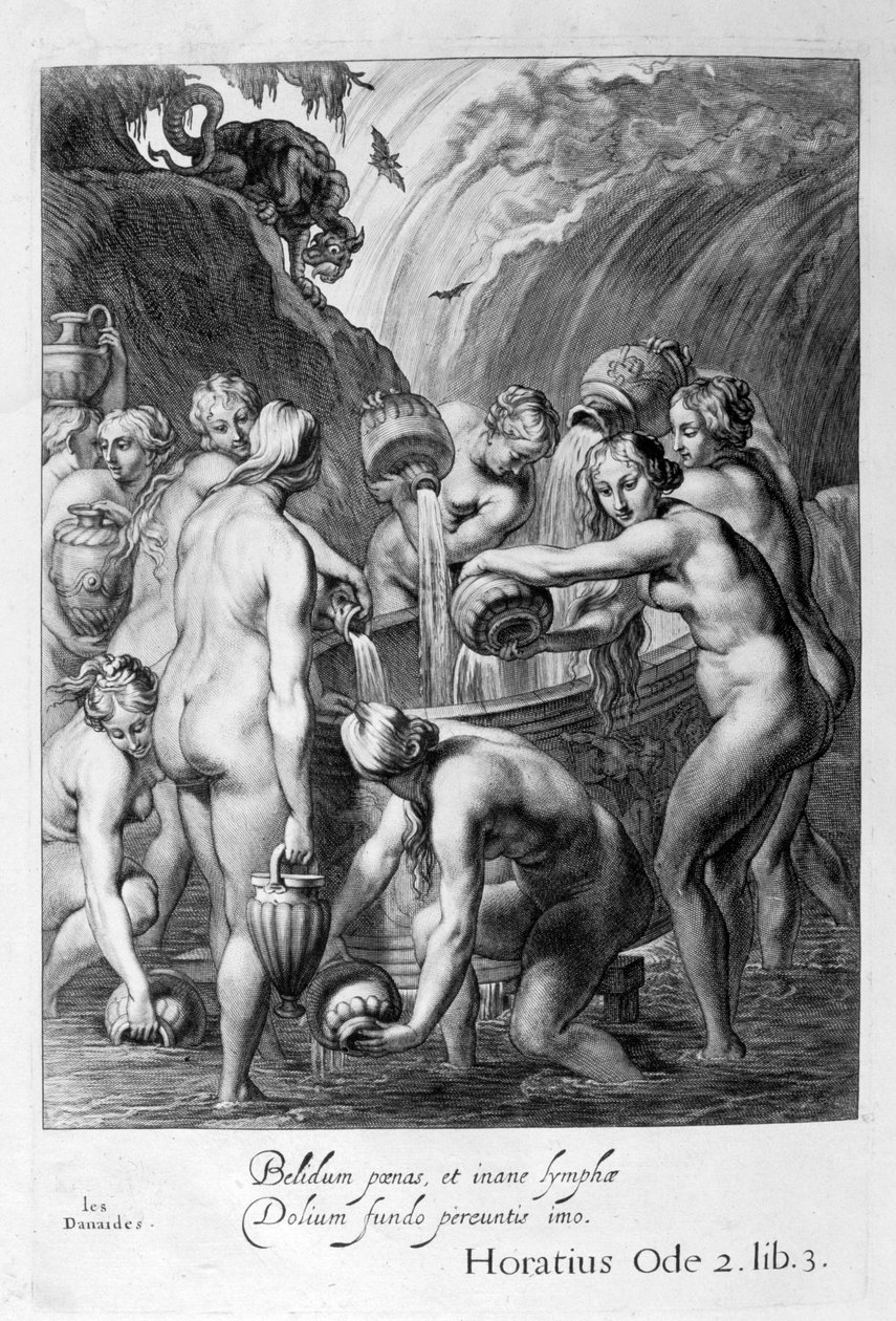 Danaiderne dømt til at fylde borede fartøjer med vand, 1655 af Michel de Marolles