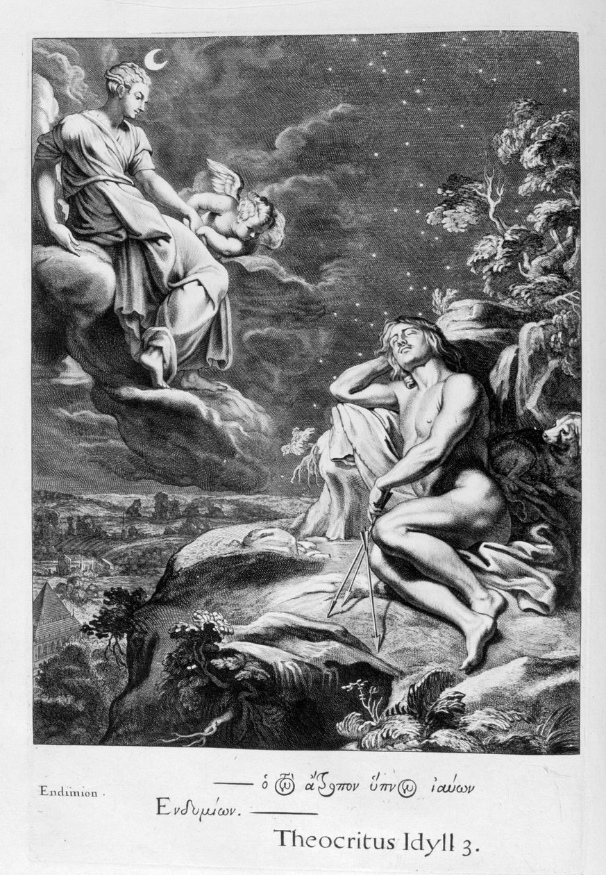 Månen og Endymion, 1655 af Michel de Marolles