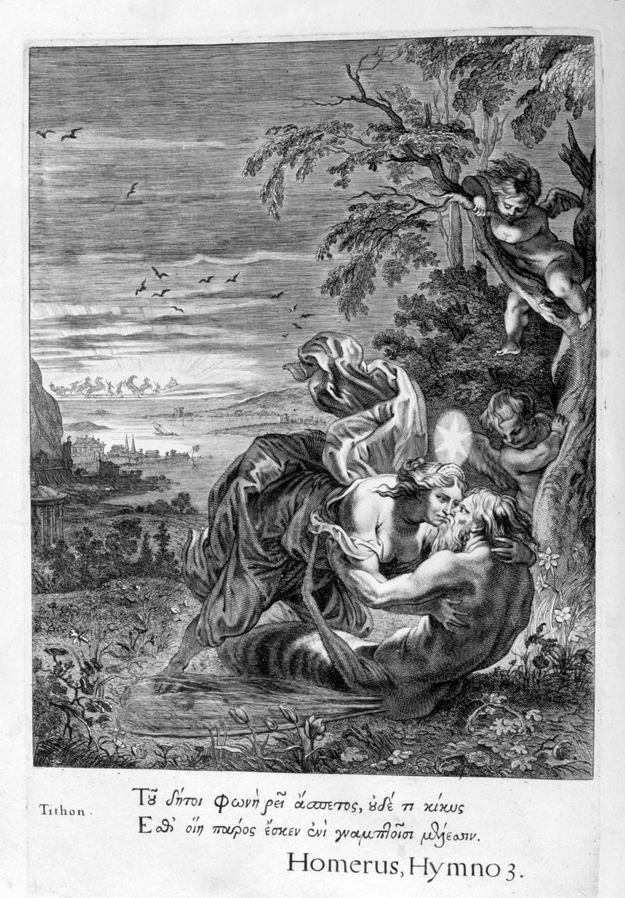 Tithonus, Eoss elsker, blev til en græshoppe, 1655 af Michel de Marolles