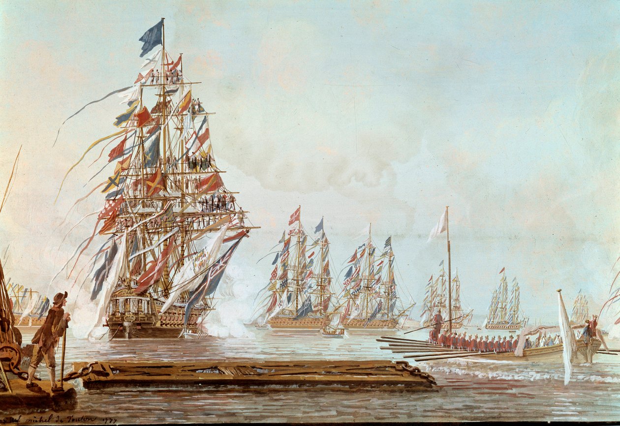 Bolværksfløjen, fest givet i Toulon til Comte de Provence i juli 1777 i havnen i Toulon Gouache af Michel Joseph dit Michel de Toulon (aktiv mellem 1777 og 1792) 1777. Versailles, slotsmuseum af Michel de Toulon