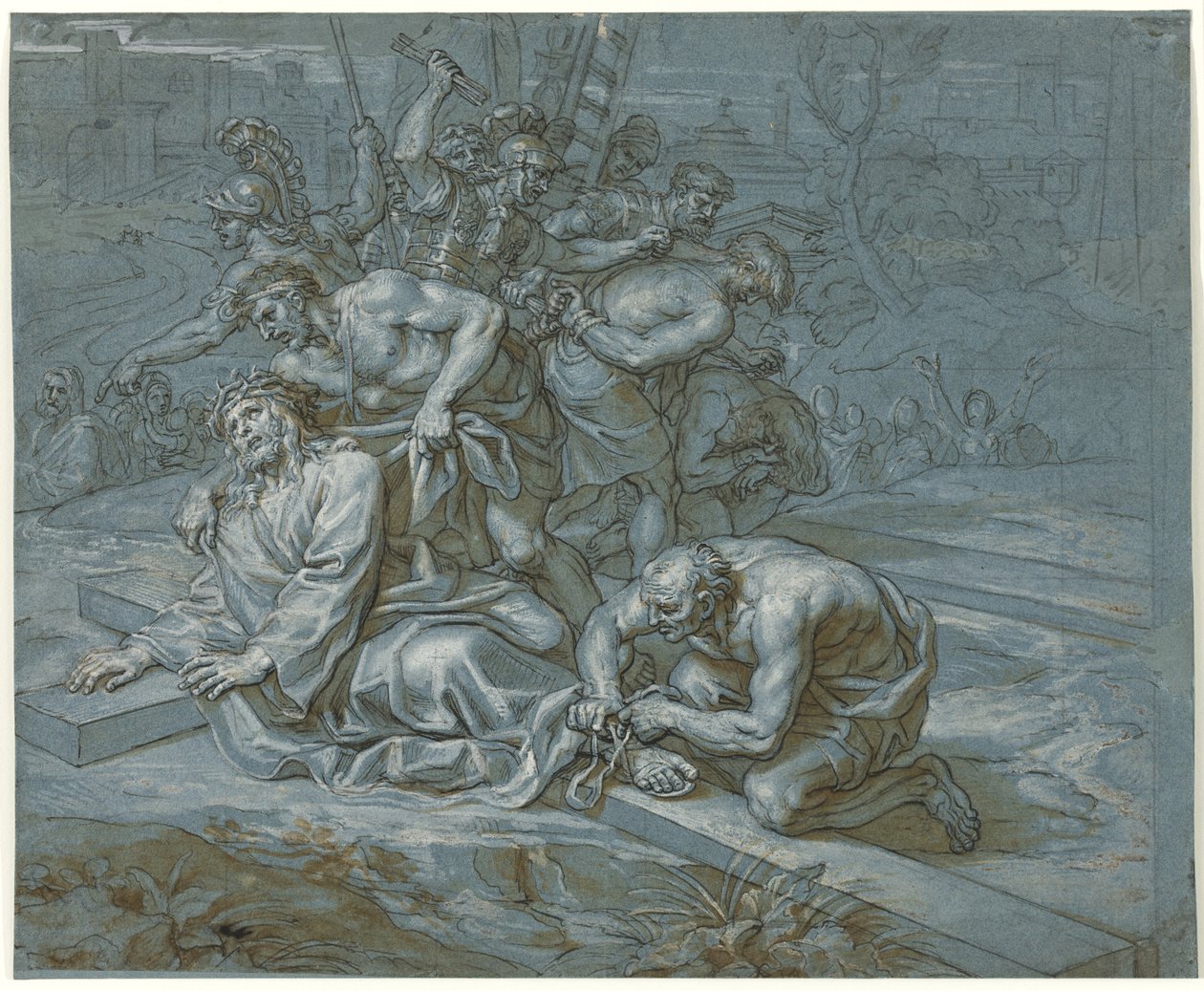 Kristus afklædt på korset, ca.1680 (pen og blæk over kridt og blyant på papir) af Michel des Gobelins Corneille