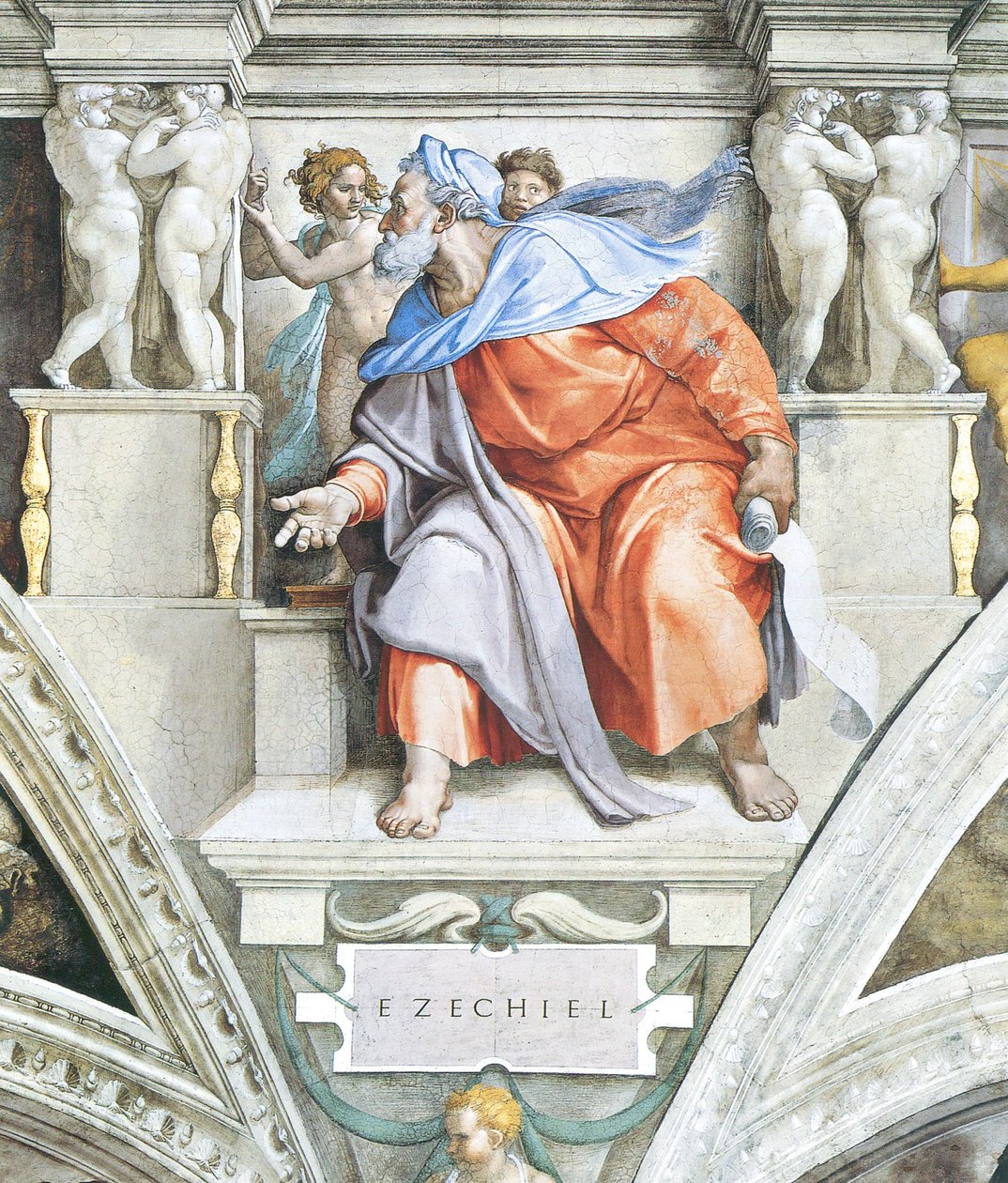 Ezekiel på loftet i Det Sixtinske Kapel i Vatikanet af Michelangelo Buonarroti
