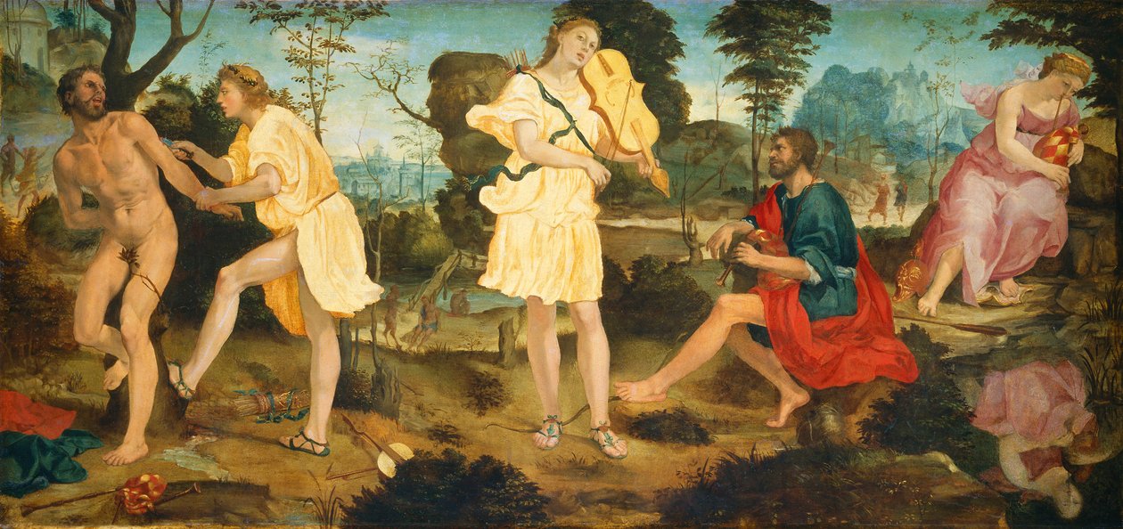 Apollon og Marsyas, ca. 1540 af Michelangelo Anselmi
