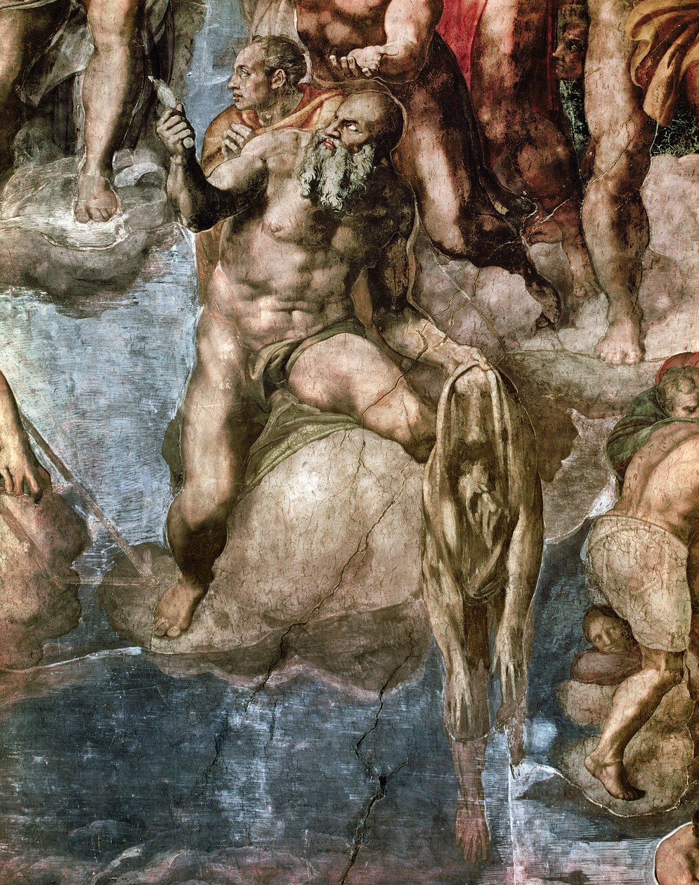 Det Sixtinske Kapel Ceiling: The Last Judgement, detalje af Skt. Bartholomew, der holder sit flåede skind, 1538-41 af Michelangelo Buonarroti