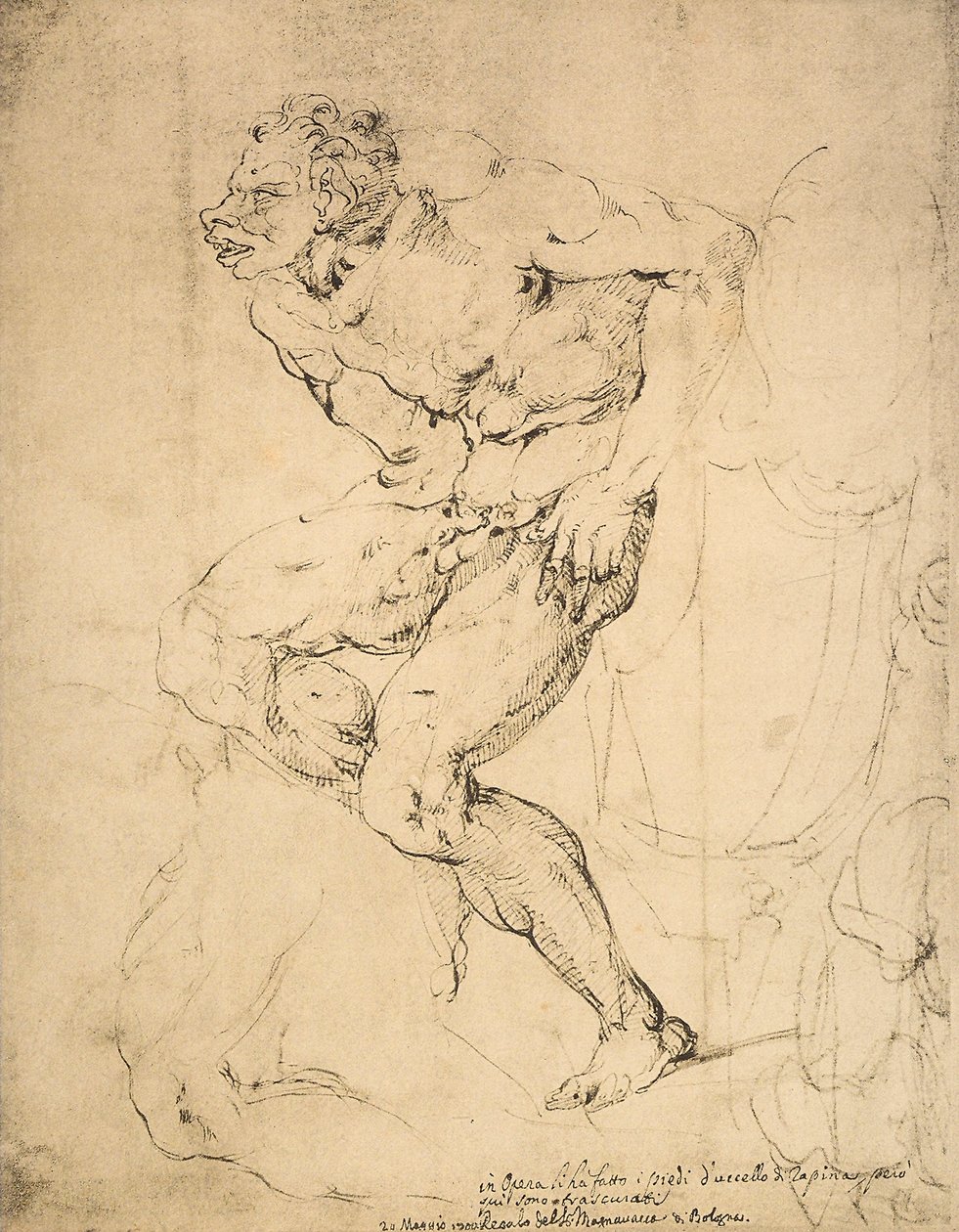 En djævel, tegning af Michelangelo. Kabinet for tegninger og tryk, Uffizi Gallery, Firenze af Michelangelo Buonarroti
