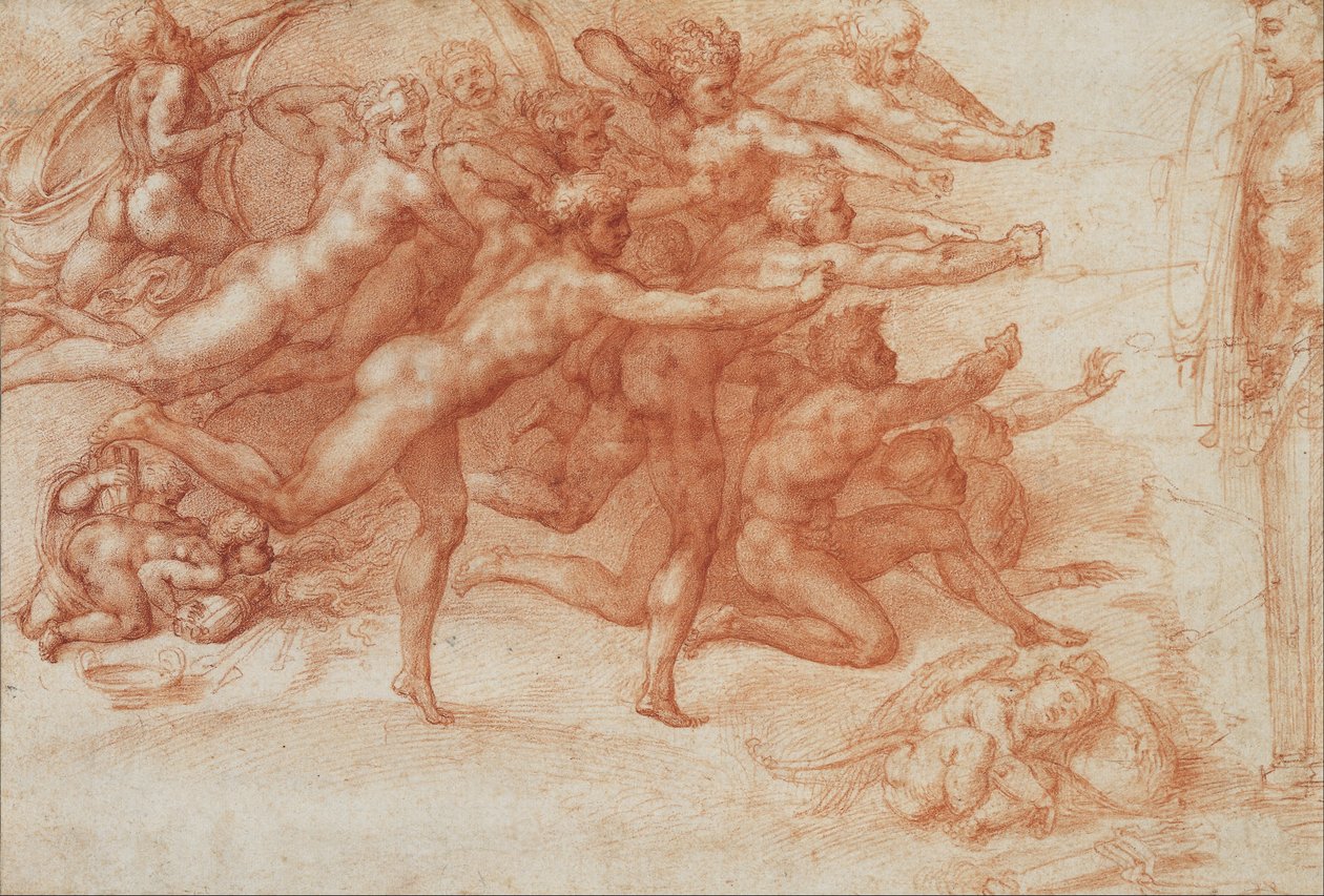 Bueskydere skyder mod en herm af Michelangelo Buonarroti