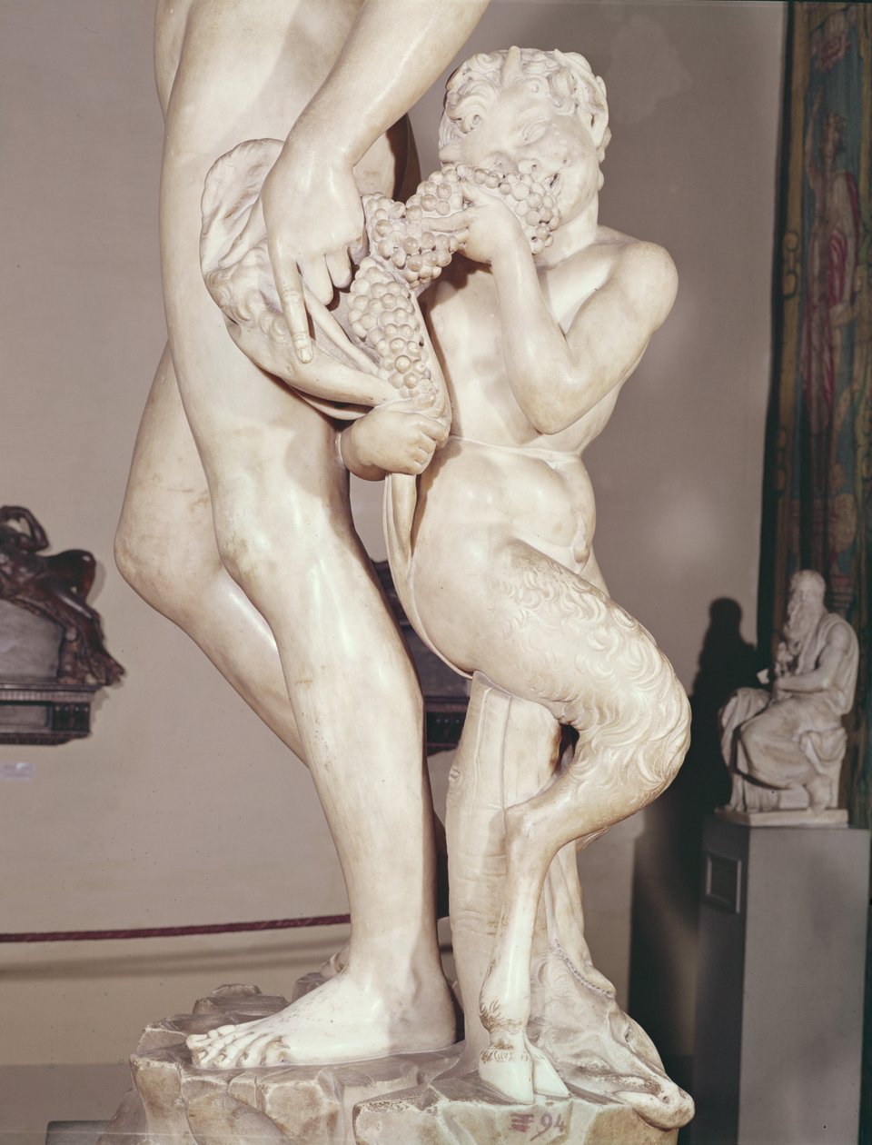 Bacchus med en ung faun detalje af den unge faun, 1496-7 marmor af Michelangelo Buonarroti