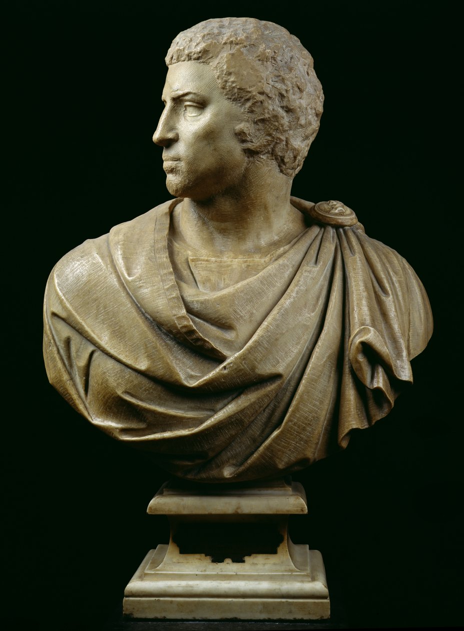 Buste af Brutus (85-42 f.Kr.) ca.1540 (marmor) (se også 244606) af Michelangelo Buonarroti