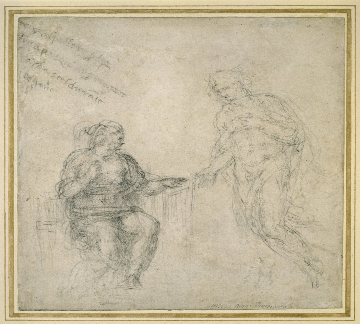 Kristus siger farvel til sin mor efter opstandelsen, ca. 1560 (sort kridt på papir) af Michelangelo Buonarroti
